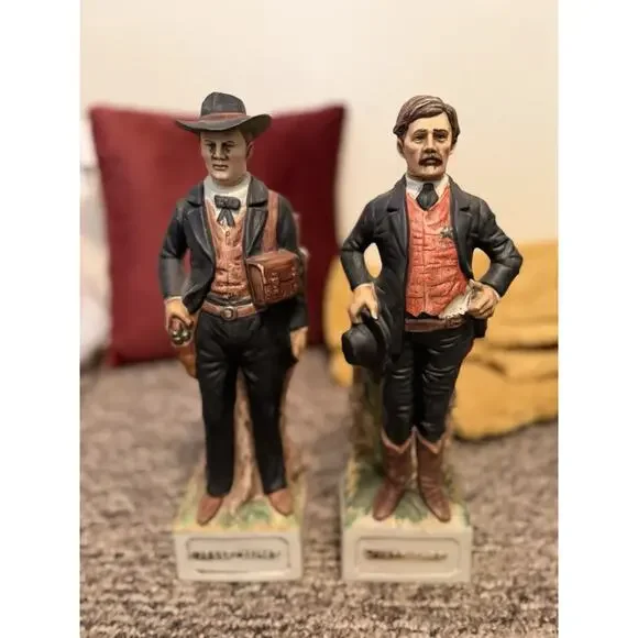 Vintage McCormick Whiskey Decanter Lot Jesse James Wyatt Earp Western Empty